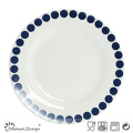 Placa de jantar cerâmica de 27cm com projeto azul do círculo dos pontos
